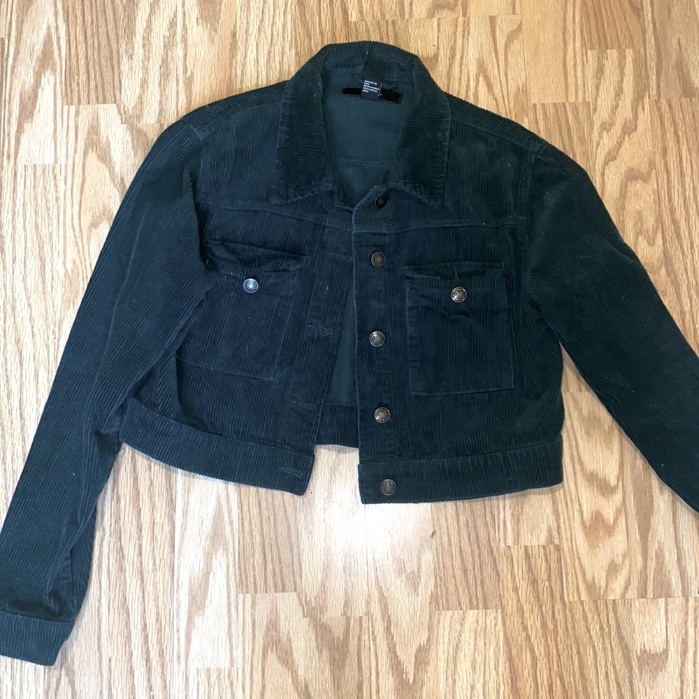 Green corduroy cropped jacket